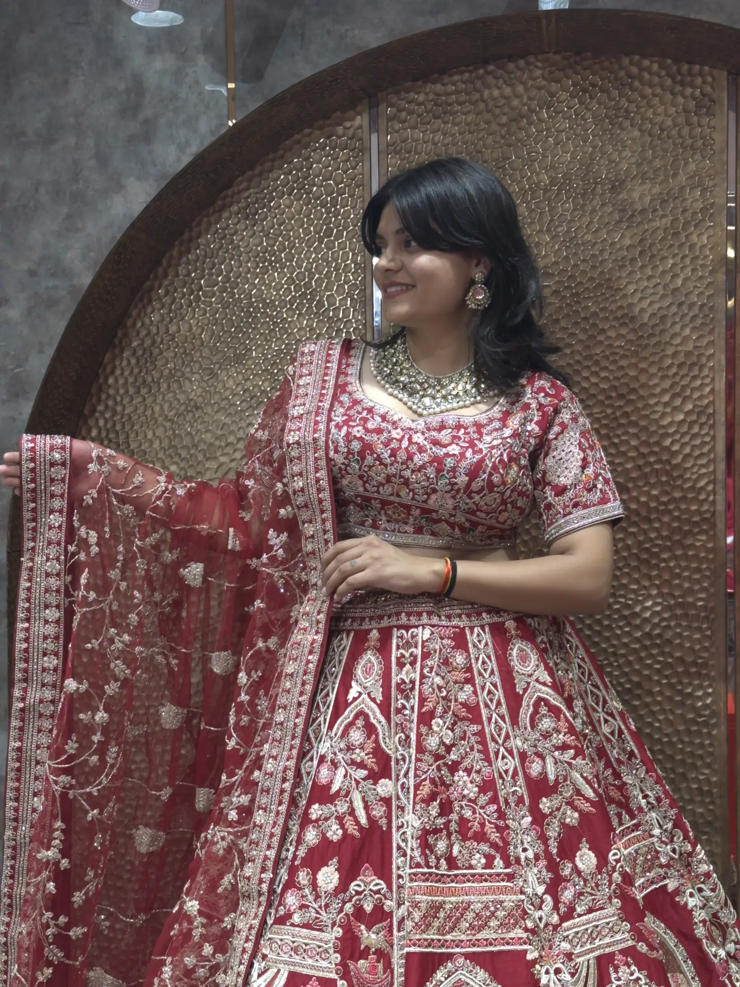 Heavy Work pattern Mehroon Bridal Wear