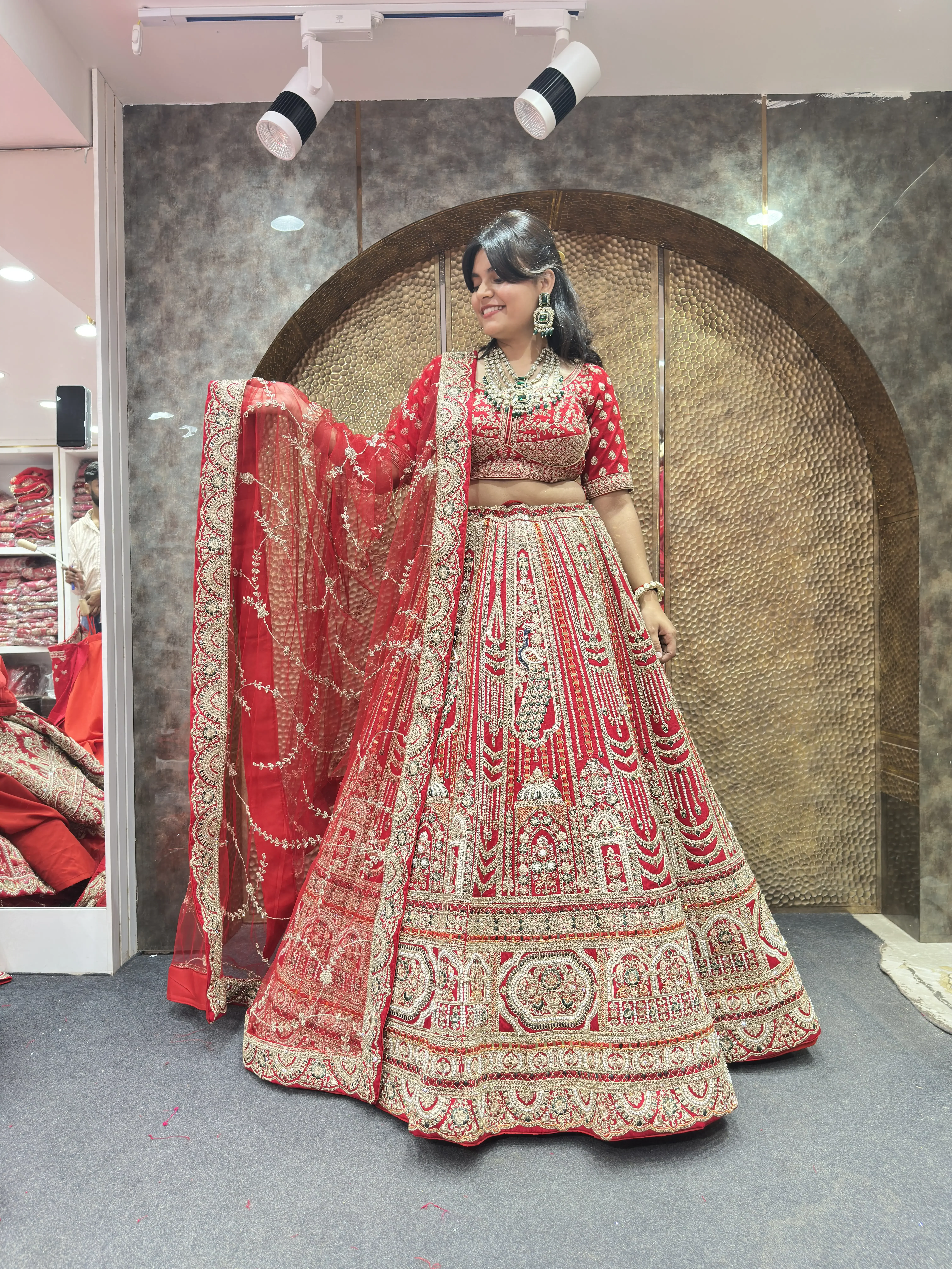 Trendy Bridal Lehenga in Red