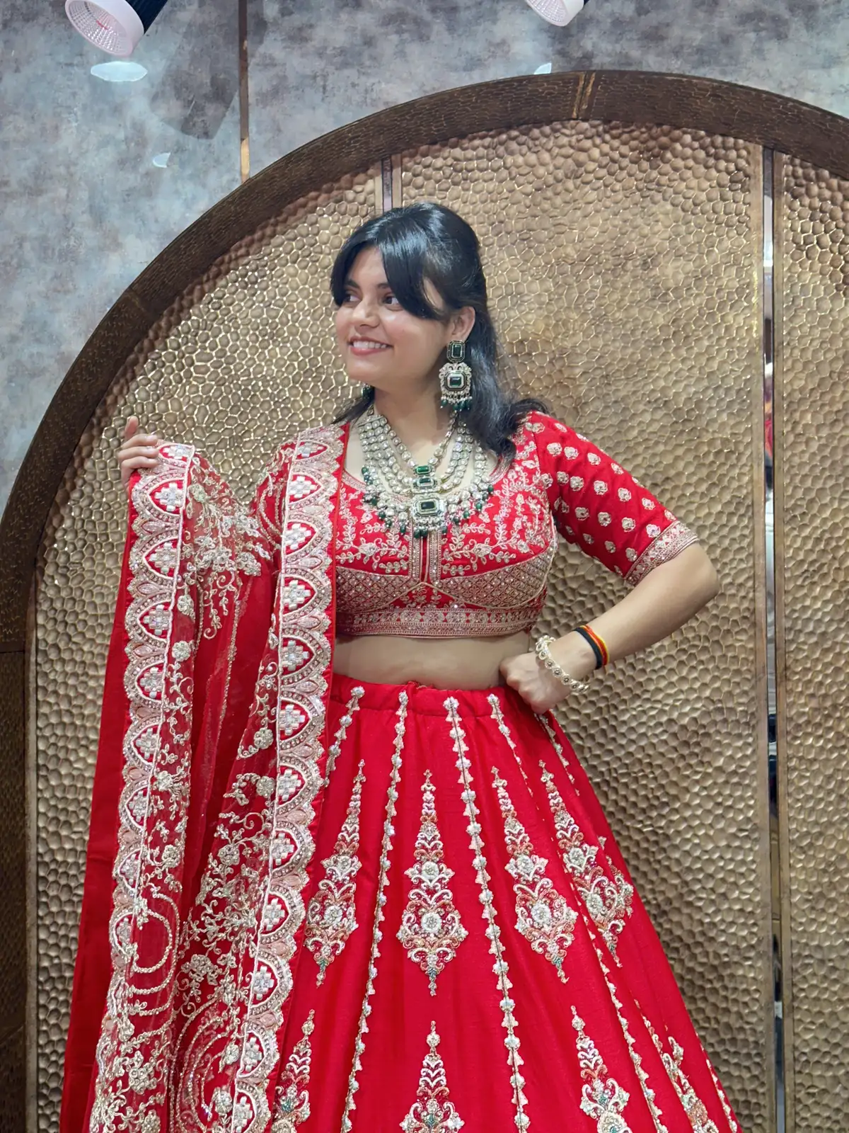 Latest Red Handwork lehenga with dabka work