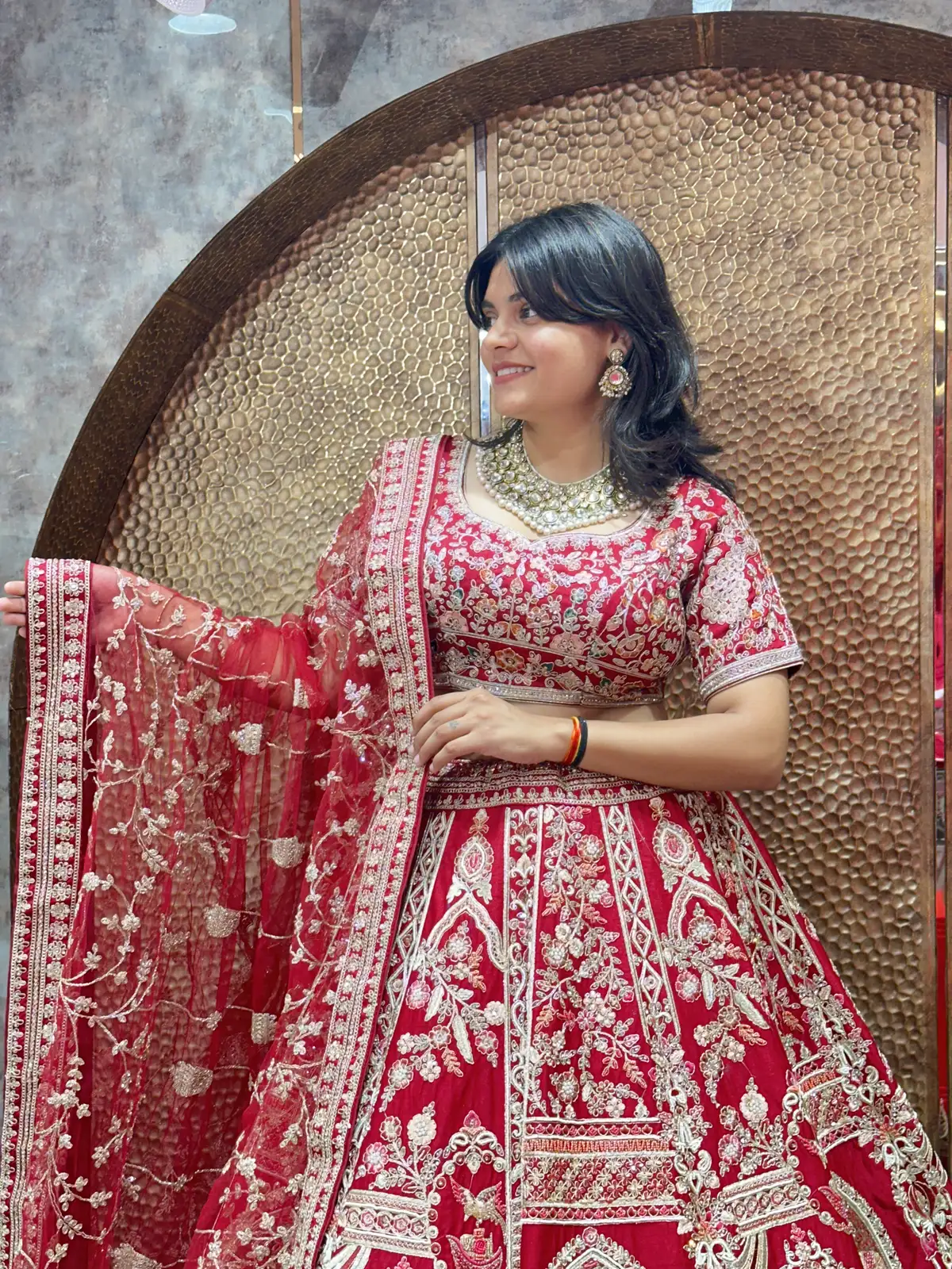 Heavy Work pattern Mehroon Bridal Wear